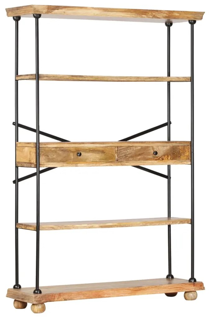 286268 vidaXL Bibliotecă cu 4 rafturi, 120x35x180 cm, lemn de mango și oțel