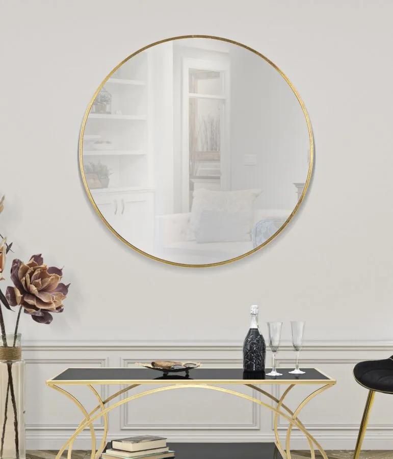 Oglinda decorativa aurie cu rama din metal, ∅ 100 cm, Elegant Mauro Ferretti