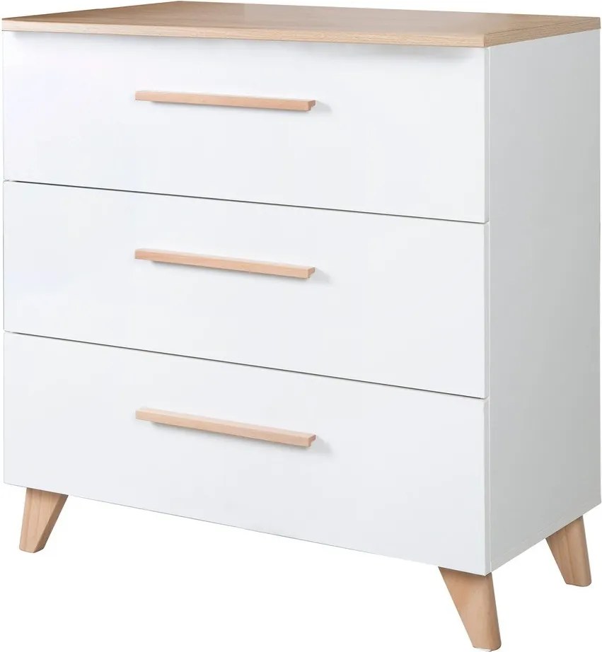 Comodă de copii albă cu aspect de lemn de stejar cu masă de schimbat 88,5x99x76 cm Léon – Roba