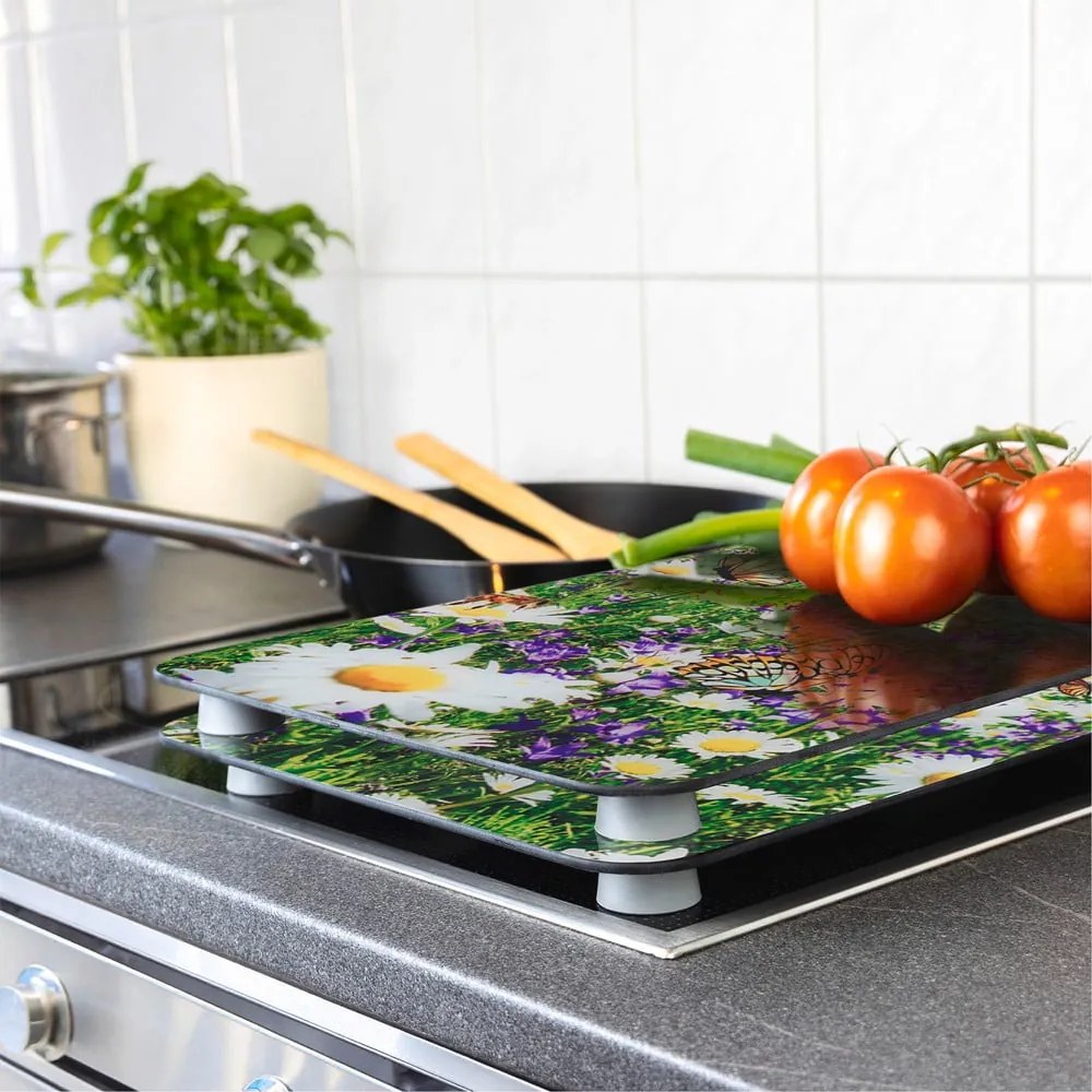 Protecții de aragaz 2 buc. din sticlă temperată 52x30 cm Summer Meadow – Maximex