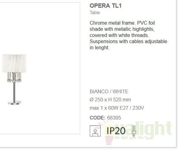 Veioza lampa de masa cristal Venezian OPERA TL1 068305