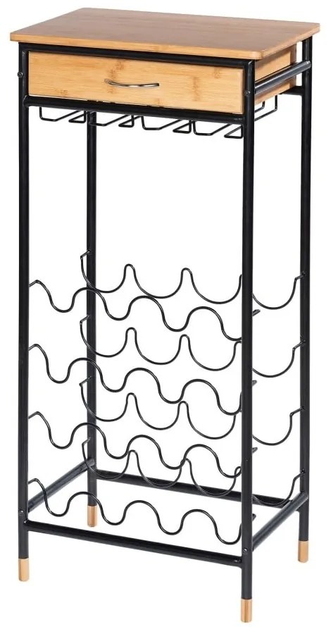Dulap vinotecă negru/în culoare naturală din metal număr de sticle 16, 48x95 cm Loft – Wenko