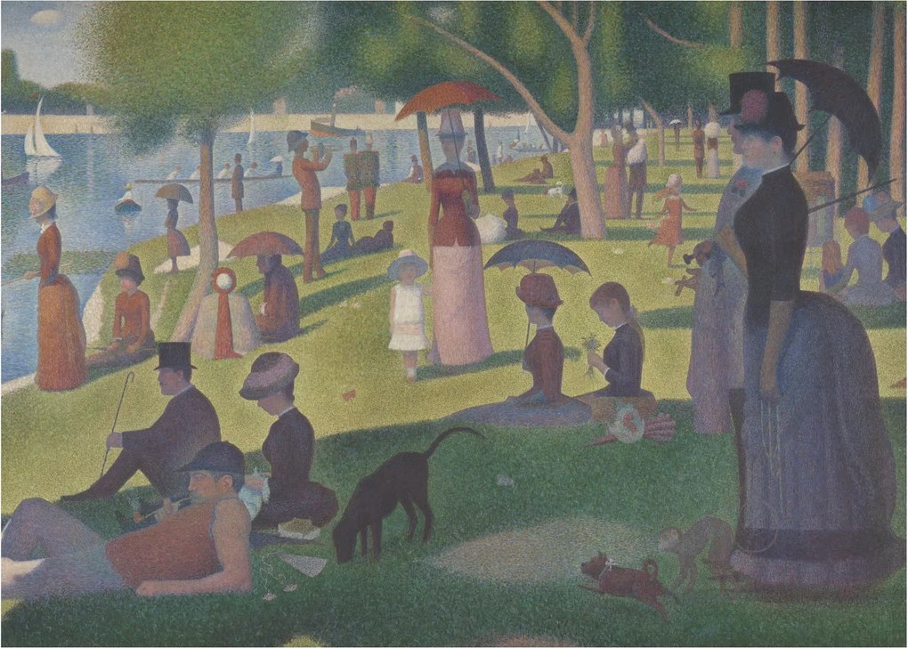 Tablou pe sticlă - Georges Seurat, A Sunday on La Grande Jatte, reproducere (70x50 cm)