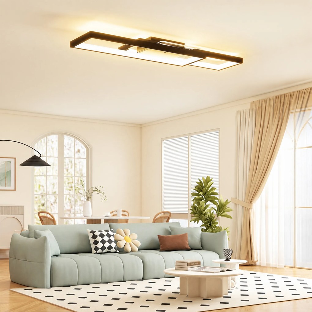 HOMCOM Plafonieră LED Reglabilă cu Telecomandă și Întrerupător, Temperatura Culoare 3000-6000K, Lampă de Design pentru Living și Sufragerie, 70x30 cm, Negru | Aosom Romania