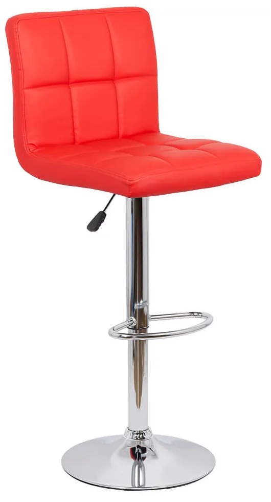Scaun bar rosu rotativ, reglabil pe inaltime, din piele sintetică ABS 191