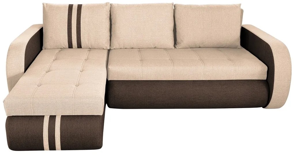 Coltar extensibil reversibil Siena Duo Maro/Bej 243x141x81 cm cu lada de depozitare