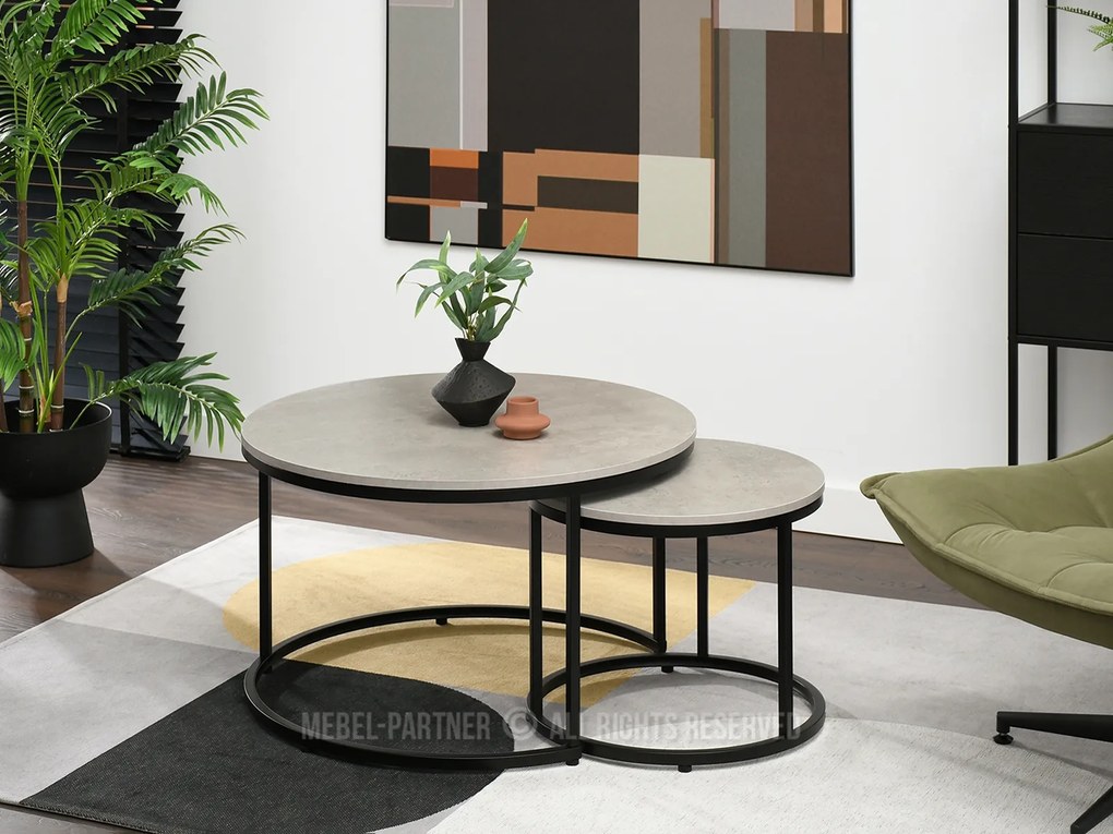 Măsuță de cafea Klara (beton + negru). Promo -10%. 1111624
