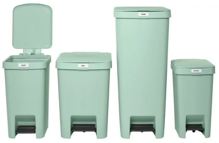 Coș cu pedală Brabantia StepUp 1008484, 25 L, Materiale ecologice, Deschidere mare, Verde deschis