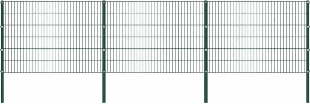vidaXL Panou de gard cu stâlpi din fier, verde, 522x120 cm