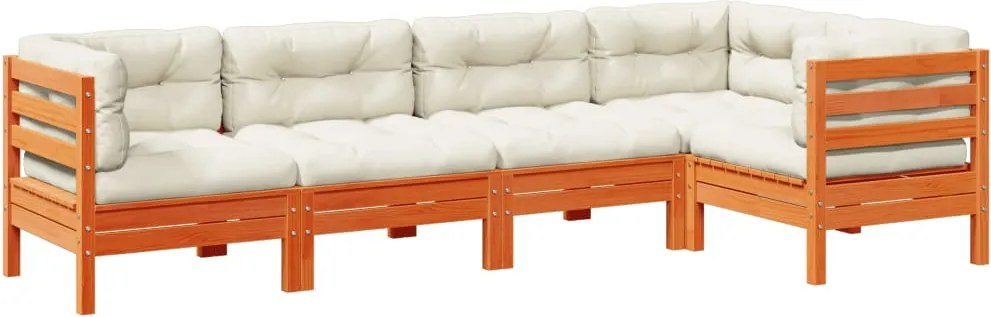 vidaXL Set mobilier de grădină cu perne, 5 piese, lemn masiv de pin