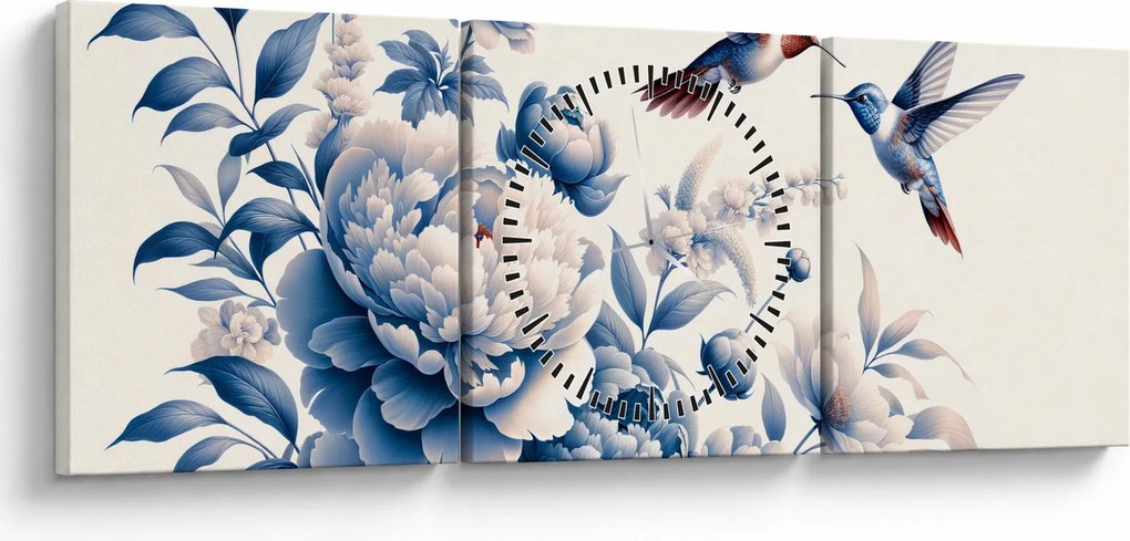 Tablou - Colibri deasupra florii (cu ceas) (90x30 cm)