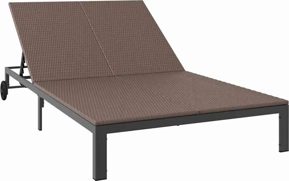 vidaXL Șezlong 1-persoană Maro 206 x 62.5 x 74 cm poliratan