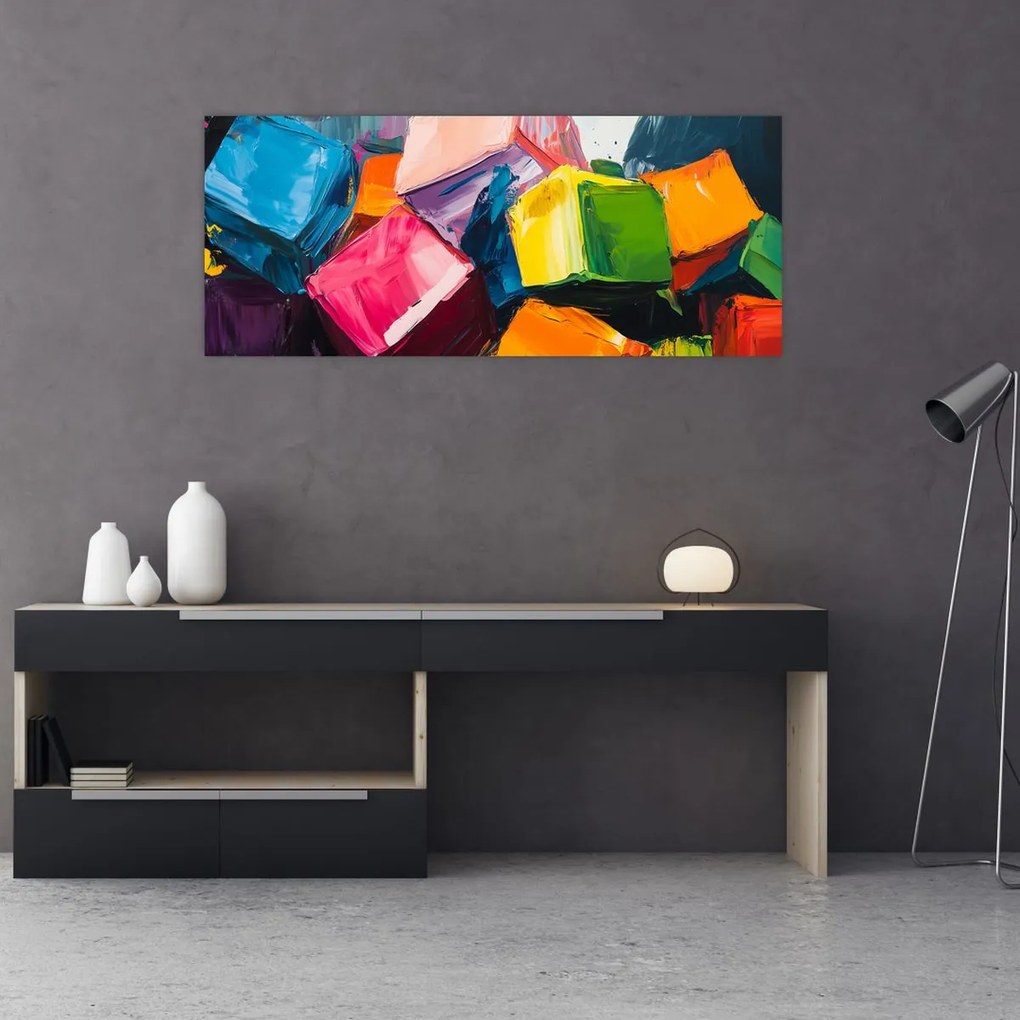 Tablou - Cuburi colorate (120x50 cm)