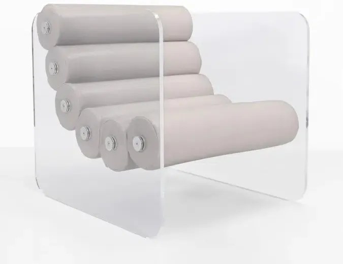 Fotolii Living Moderne, colectie KUUMO MW02, perne albe, brate laterale, PMMA, panouri transparente