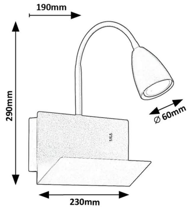 Aplica de perete cu spot directionabil si port USB Tacito alb