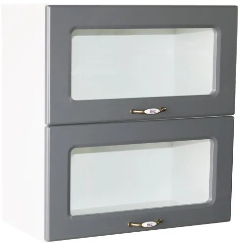 Corp superior vitrina 80 cu 2 usi orizontale Zebra MDF gri dungi