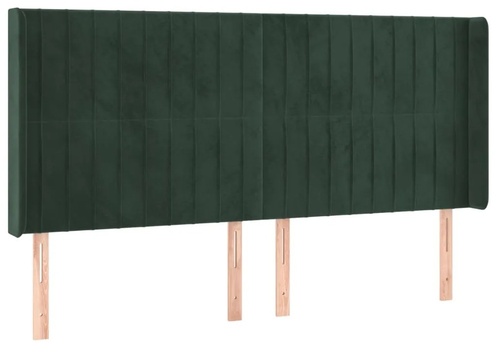 3119875 vidaXL Tăblie pat cu aripioare verde închis 163x16x118/128 cm catifea