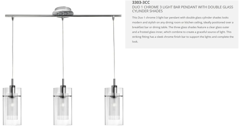Lustra suspendata design modern Duo 3L crom 3303-3CC SRT