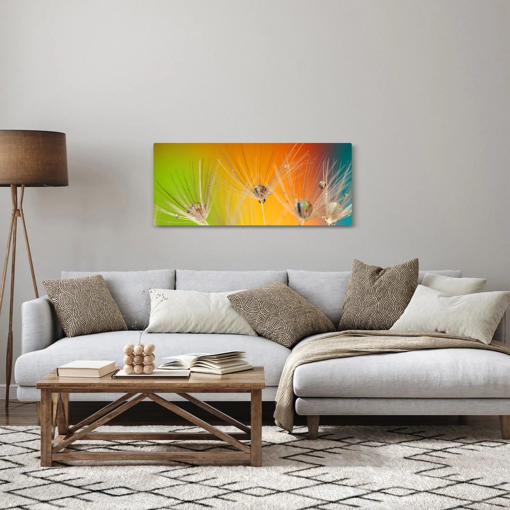 Tablou cu picături pe plantă (120x50 cm)