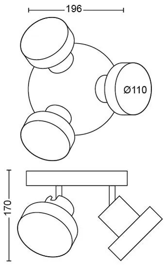 Spot LED dimabil BUKKO 3xLED/4,3W/230V Philips 50603/30/P0