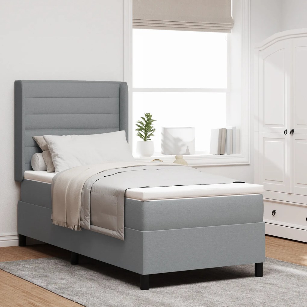vidaXL Pat cu arcuri , saltea și LED Gri deschis 80x200 cm, din material