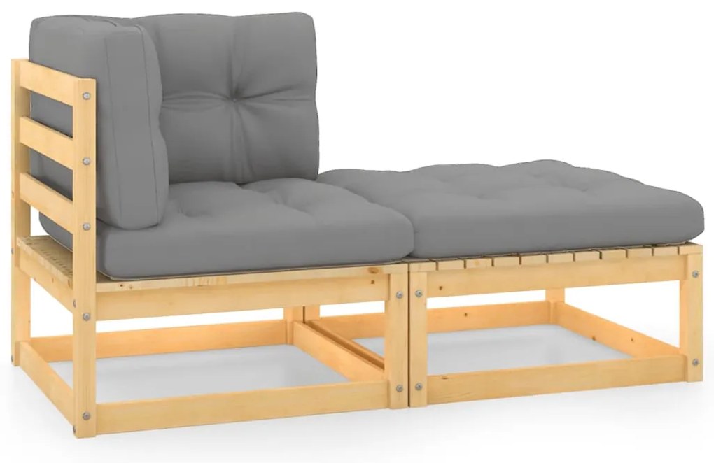 vidaXL Set mobilier grădină cu perne, 2 piese, lemn masiv de pin