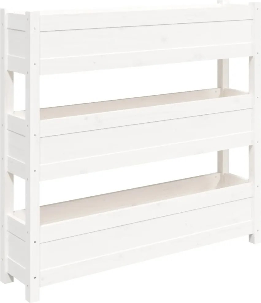 vidaXL Jardinieră, alb, 112x25x104,5 cm, lemn masiv de pin