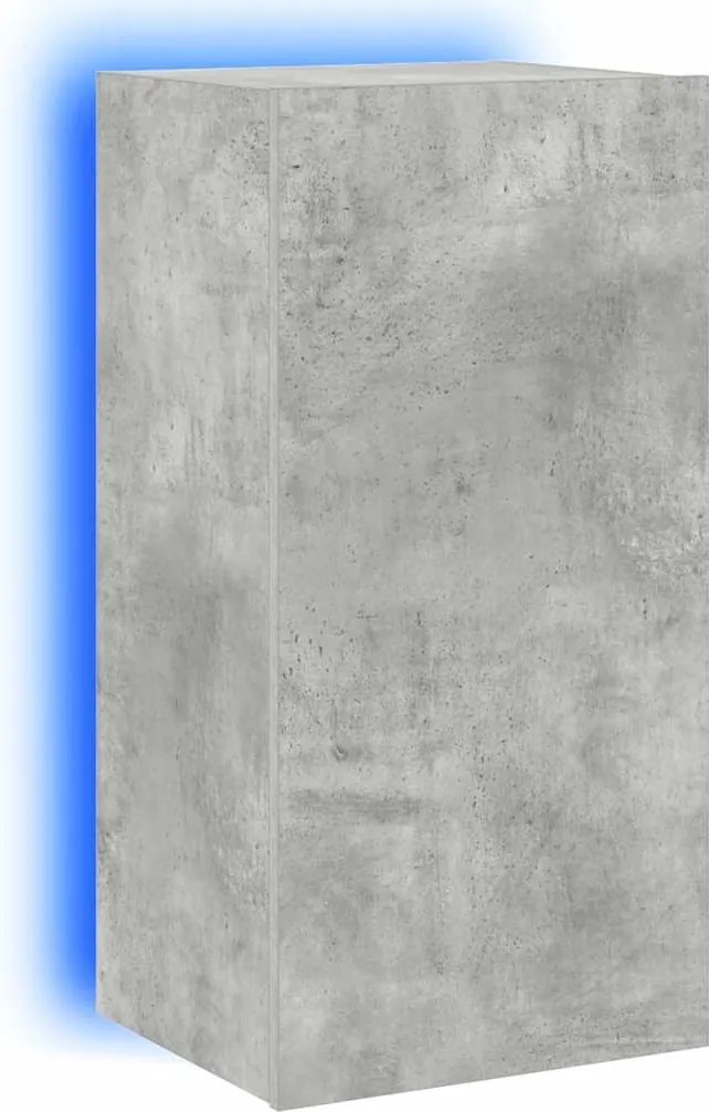 vidaXL Comodă TV de perete cu lumini LED, gri beton, 40,5x35x80 cm
