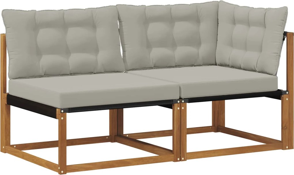 vidaXL Canapea de exterior din mijloc și colț 2 Bucată natural