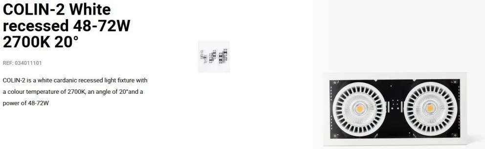 Spot LED incastrabil COLIN-2 White recessed 48-72W 2700K 20°
