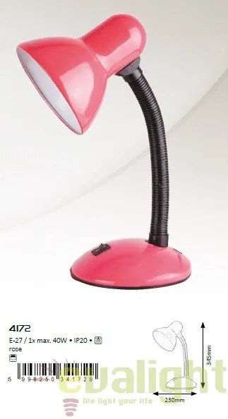 Veioza, Lampa de birou, finisaj roz, Dylan 4172 RX