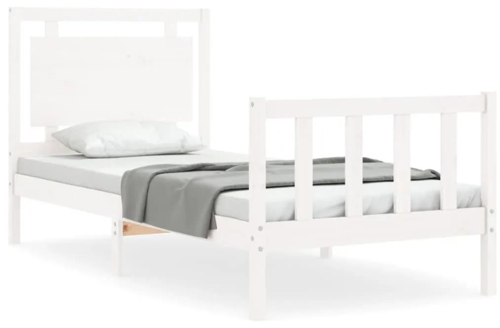 3192157 vidaXL Cadru de pat cu tăblie, alb, 100x200 cm, lemn masiv