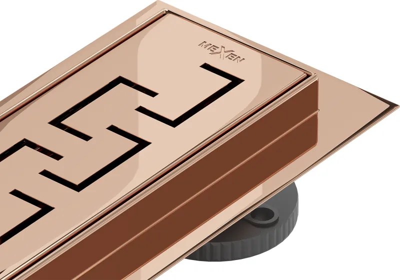 Mexen Flat 360° M15 sifon de duș liniar rotativ 50 cm, aur roz - 1624050-40