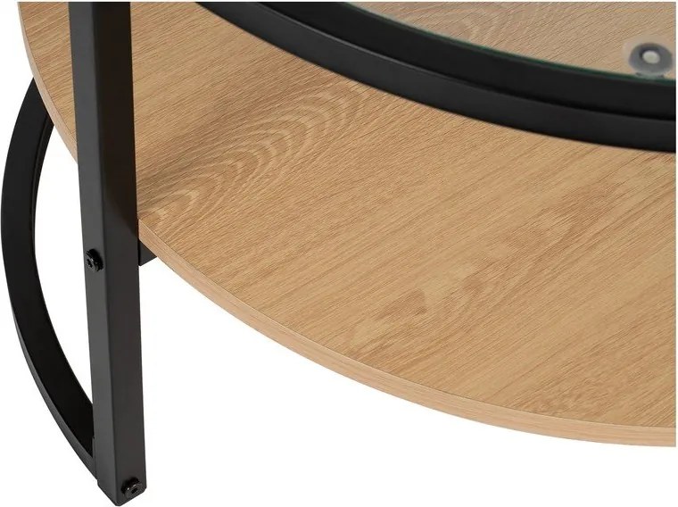 Măsuță de cafea neagră/în culoare naturală rotundă cu aspect de lemn de stejar ø 68 cm Zanu – Bonami Essentials