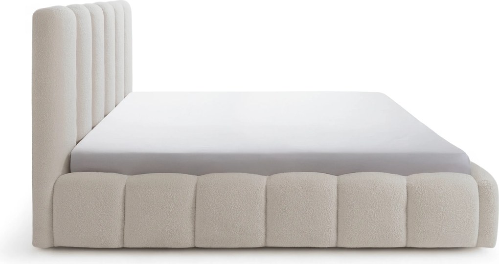 Pat tapițat cu ladă de depozitare Aura 160x200 - bouclé bej Quelle 03