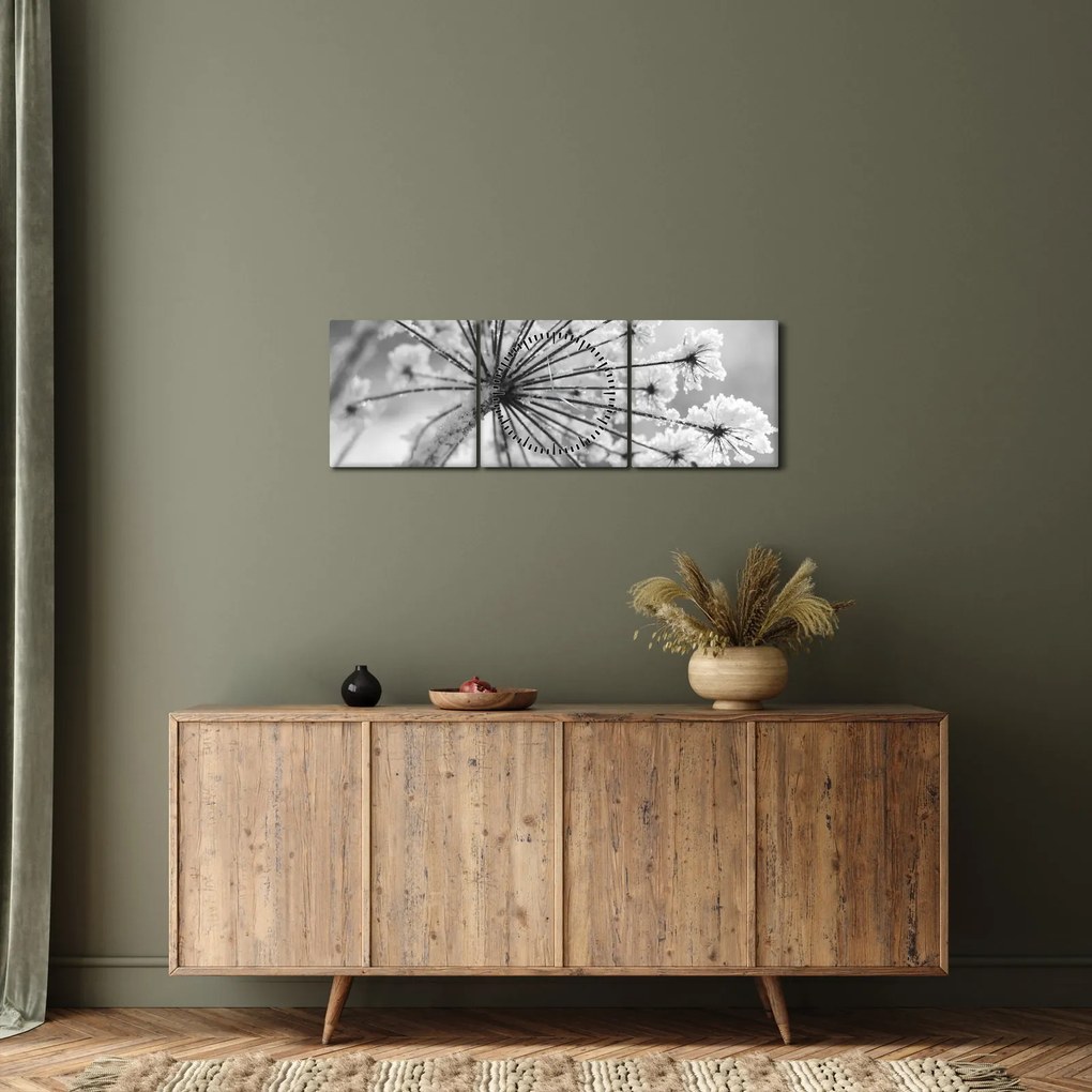 Tablou - Floare în timpul iernii (cu ceas) (90x30 cm)