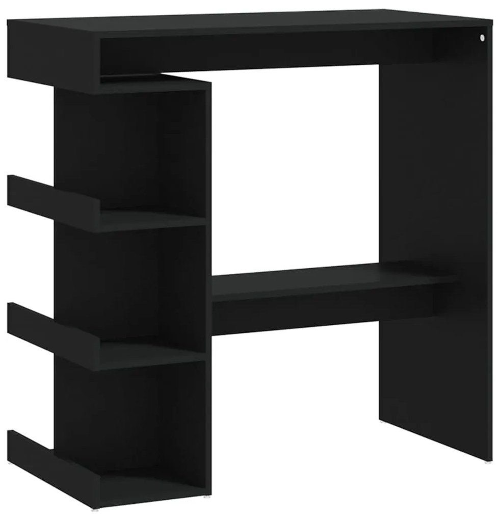 809450 vidaXL Masă bar cu raft de depozitare, negru, 100x50x101,5 cm, PAL