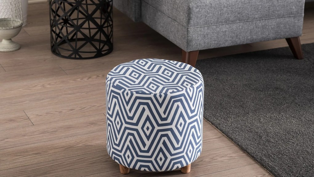 Taburet tapițat Begon - Dark Blue, White
