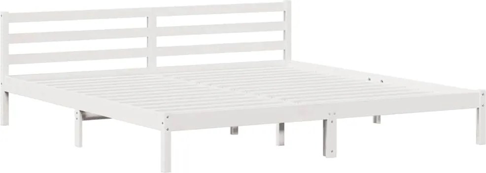 vidaXL Cadru de pat Alb 215,5 x 185,5 x 69,5 cm Lemn de pin masiv