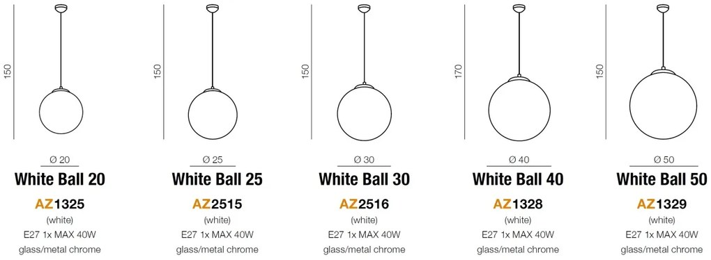 Pendul stil modern 30cm Ball alb