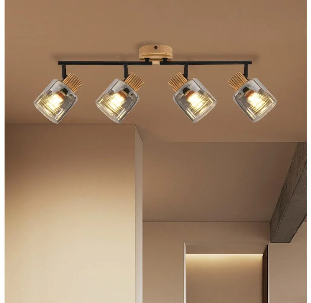 Brilagi - Lampă spot HYGGE 4xE14/15W/230V lemn de cauciuc/fumuriu