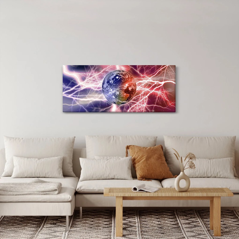 Tablou - Globul pământen în curenți (120x50 cm)