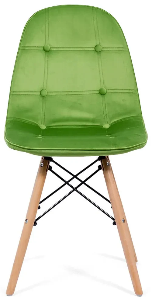 Scaun tapitat cu catifea si picioare din lemn BUC 232V verde