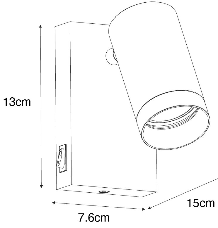 Aplică neagră cu auriu reglabilă cu întrerupător - Jeana Luxe
