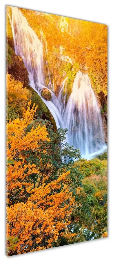 Fotografie imprimată pe sticlă Cascada în toamna