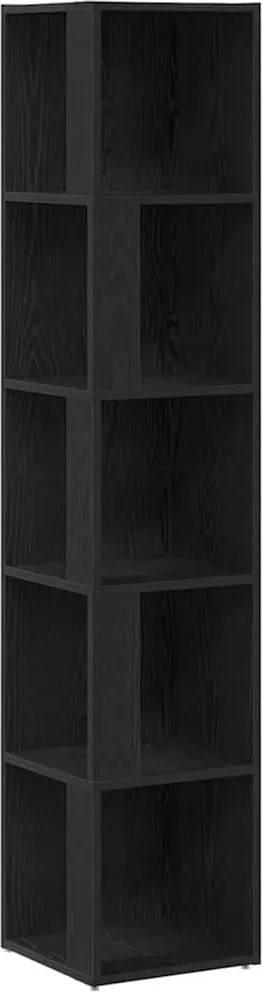 vidaXL Rafturi de colț Stejar Negru 33 x 33 x 164,5 cm Lemn compozit