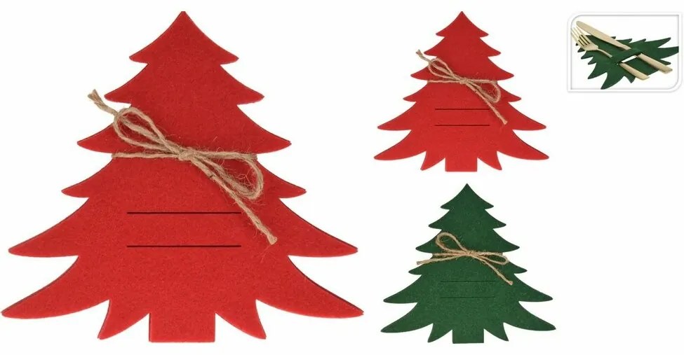 Husă pentru tacâmuri X-Mas Tree verde, set de 4bucăți
