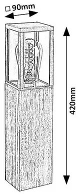Lampă de exterior tip stâlp Rabalux 7196 Wales cu elemente din lemn