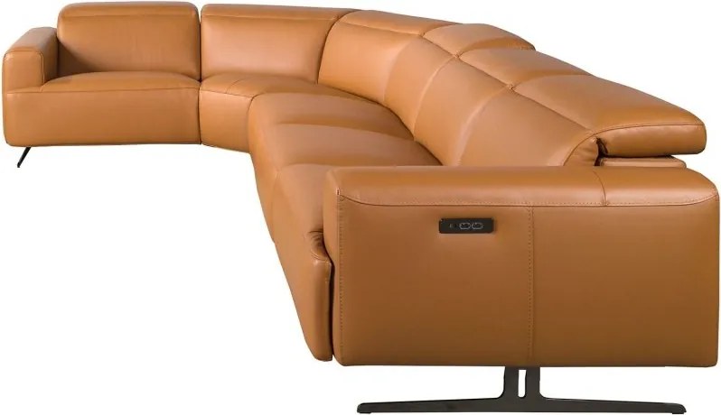 Coltar 5 locuri, Functia Relax, Sezlong Stanga, Cowhide maro