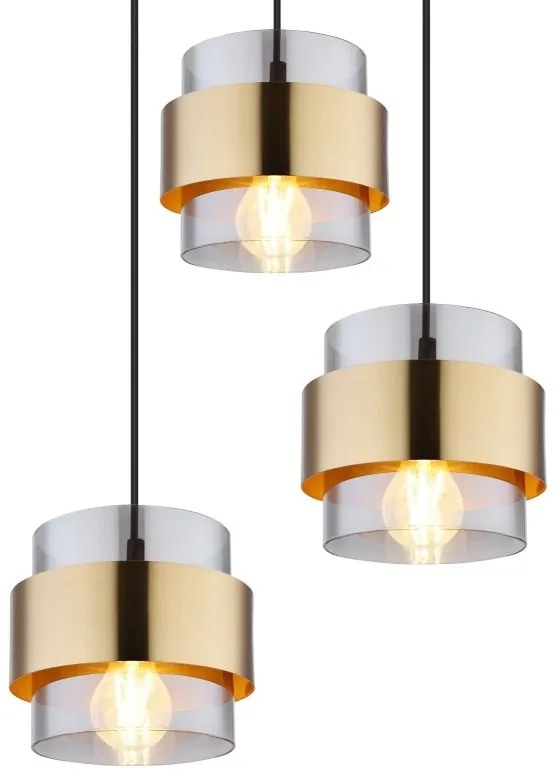 Lustra cu 3 pendule design modern MILLEY negru, auriu